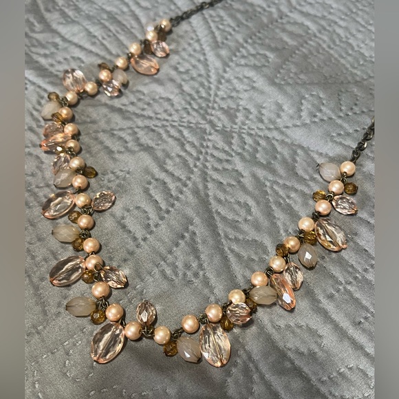 Vintage Pearl and Pink Stone 18in Necklace - Picture 2 of 7